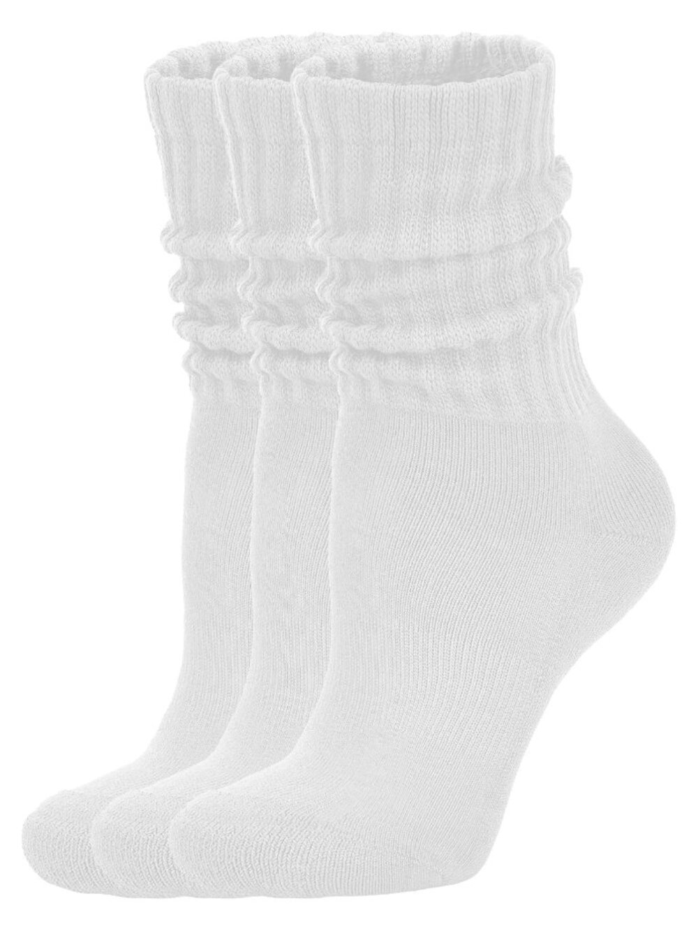 Women's Slouchy Ribbed Crew Socks 3 Pack Cotton Chunky Cozy Boot